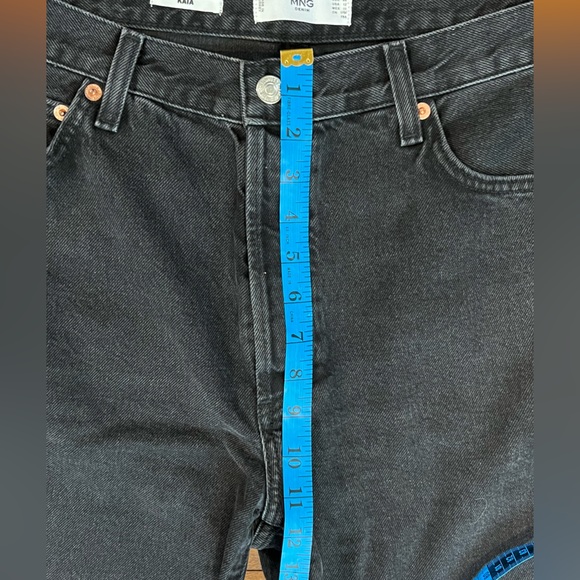 Mango Kaia Straight Wide Leg Jeans 100% Cotton Black Womens 12 Great Condition - Picture 6 of 10